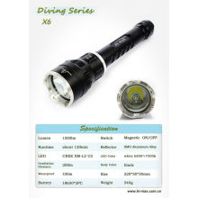 high intensity cree xm-l U2 smooth reflector LED diving lights diving light canister